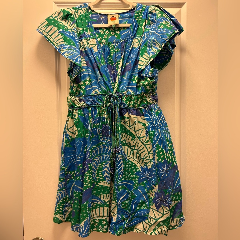 FARM Rio Blue and Green Floral Mini Dress